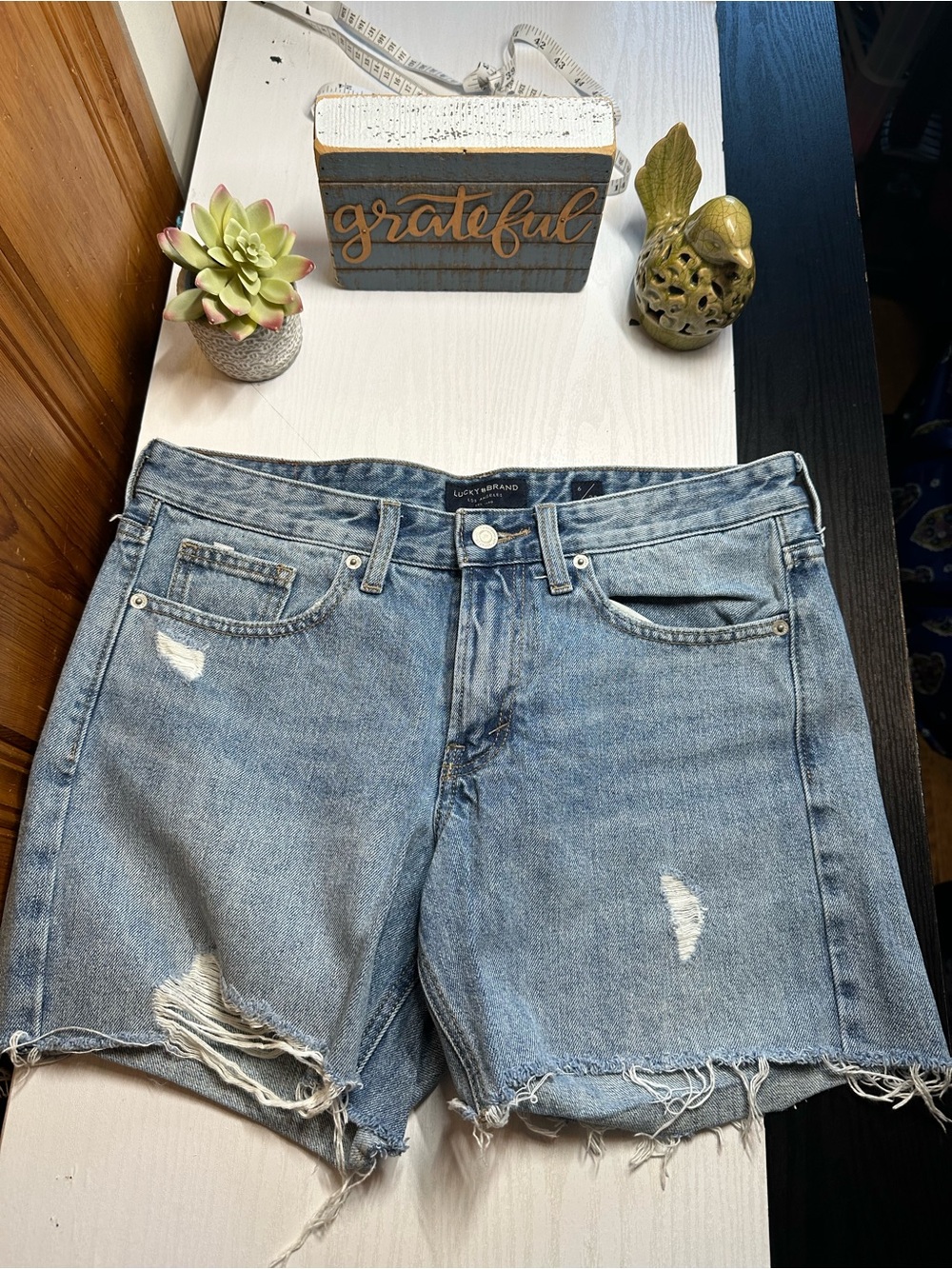 Lucky Brand Light Blue Distressed Cutoff Denim Shorts